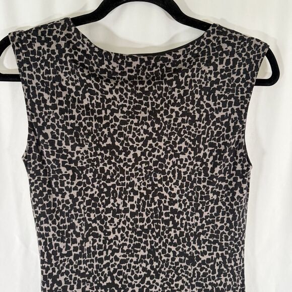 LOFT Dress Women's Small Petite Black Brown Animal Print Sleeveless Round Neck - Picture 7 of 8